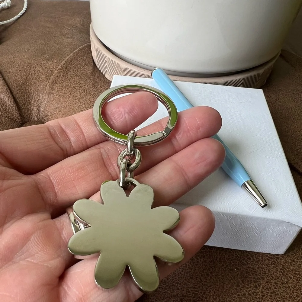 Coach Light Blue Daisy Keychain with Matching Pen - Picture 2 of 3